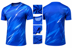 Camiseta Deportiva de Manga Corta para Hombre, Cuello Redondo, Corte Regular, Color Azul Sólido, 220 GSM, Jersey de Poliéster de Secado Rápido - Product Image 1