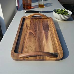 Bandeja de servir hecha a mano de nogal, bandeja de desayuno de madera maciza con asas, bandeja para mesa de café, regalo para ella o él, bandeja utilitaria de madera - Product Image 5