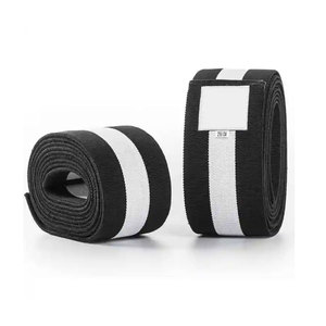 Manchon de soutien élastique noir pour genou, pour hommes, vêtement de fitness, couleur unie, logo personnalisé imprimé, patch logo - Product Image 3