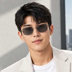 แว่นกันแดดเปลี่ยนสีอัตโนมัติ กรอบไทเทเนียมไร้ขอบทรงสี่เหลี่ยม พร้อมเลนส์เรซิ่นสีเทาสวมใส่สบาย และป้องกันรังสียูวี 420 ด้วยสารลูทีน - Product Image 4