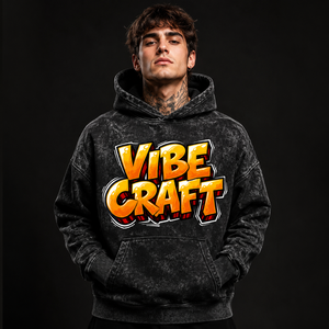 Sweat à capuche pour homme en coton épais délavé, coupe oversize, avec broderie de logo personnalisée, style streetwear urbain, vente en gros - Product Image 1