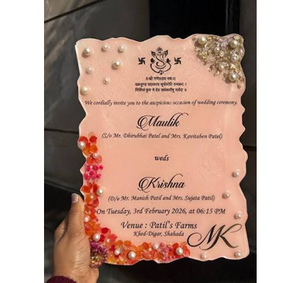 Tarjetas de Invitación de Resina Epoxi Personalizadas para Bodas, Diseño Elegante y Color Hermoso con Perla, Tarjeta de Resina Creativa - Product Image 3