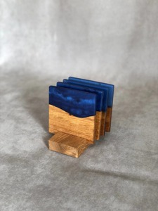 Unique Design High Quality <b>Epoxy</b> <b>Resin</b> wood Mango Coaster Handmade Wooden Tea Coaster From India Wood <b>Resin</b> Coaster with Holder - Product Image 1