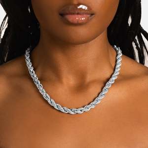 <b>Rope</b> <b>Chain</b> Necklace 925 Sterling Silver Rhodium Plated Stone Hiphop Style Unisex Wedding Gift Everyday Wear - Product Image 2