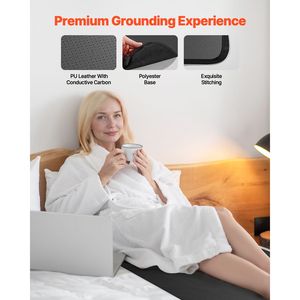 Tapis de mise à la terre antidérapant en cuir PU 27 x 39 po avec cordon de 15 pieds pour améliorer le sommeil et l'énergie – Coussin anti-électrostatique - Product Image 4