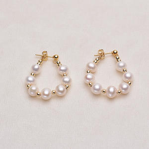 Pendientes de Perlas de Agua Dulce Redondas de 6-7 mm con Diseño Original de Tilian Pearl, con Microdefectos, Naturales y con Estilo Ins - Product Image 2