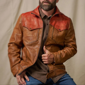 Veste en cuir de cow-boy occidentale haut de gamme pour homme – Vêtement d'extérieur classique en cuir véritable style ranch - Product Image 6