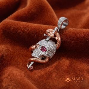 Collier pendentif en moissanite plaqué or rose, design tête de serpent, bijoux de mode pour femmes et hommes, style joaillerie fine de New York - Product Image 4