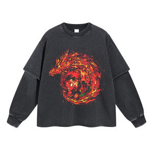 Sweat-shirt tricoté à manches longues pour homme, couleur unie, style décontracté, gris foncé, avec poignets côtelés - Product Image 1