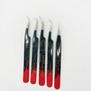 Customized Professional Eyelash Extension <b>Tweezers</b> Smooth Handle Silver Tip <b>Tweezers</b> With Custom Logo Sustainable Paper Coating - Product Image 1