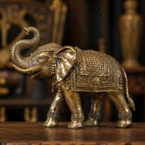 Silver Plated <b>Elephant</b> Figurine with Gold Accents Traditional Metal Craft Home <b>Decoration</b> Statue for Indoor Tabletop Display - Product Image 2