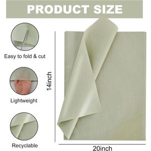 100 Fogli di Carta Velina Verde Salvia 14 X 20 Pollici per Confezioni Regalo, Matrimoni e Lauree - Product Image 2