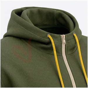 Conjunto Deportivo con Capucha para Hombre, Color Verde Oliva, Manga Larga, Cierre Frontal con Cremallera, Color Sólido, Transpirable, Corte Regular, Ropa Casual de Otoño - Product Image 4