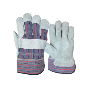 Leather Safety <b>Gloves</b> Gray <b>Red</b> Full Grain Abrasion Resistant Anti Slip General Purpose Work <b>Gloves</b> Elastic Wristband - Product Image 5