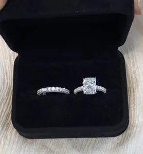 Moissanite Engagement <b>Ring</b> Set 925 Sterling Silver Radiant Cut Bridal <b>Ring</b> Set Women Wedding Jewelry - Product Image 4