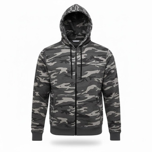 2026 Custom Camo Zip up Hoodie Unisex Fleece Winter Sweatshirt Heavyweight Camouflage Hoodie with Kangaroo Pocket Custom Logo - Product Image 1