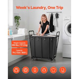 Carrello Multiuso Robusto con Grande Capacità di Carico 260 LBS, Rivestimento Impermeabile e Ruote Girevoli per Lavanderia e Campeggio - Product Image 5