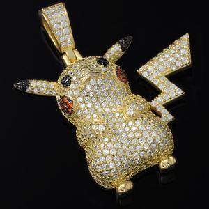 Collier pendentif Pikachu en argent pur plaqué or, style dessin animé, pour enfants - Product Image 1