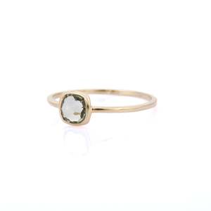 14K Solid Gold Rhodium Plated Oval Cut Green Amethyst Gemstone Ring - Product Image 4