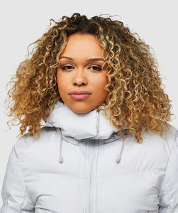 Chaqueta acolchada con capucha Vista para mujer, color gris hielo, personalizada al por mayor, con cremallera completa y diseño de burbujas, transpirable, para invierno. - Product Image 6