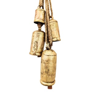 Harmony Cow Bells Antique <b>Gold</b> Finished Metal <b>Christmas</b> Bell with Jute Rope for Farmhouse Holiday Home Garden <b>Tree</b> Decoration - Product Image 2