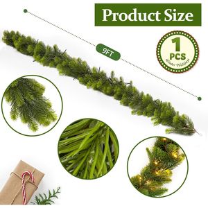 Ghirlanda Natalizia di Pino Norfolk Real Touch da 2,7 m, Verde Artificiale Invernale per Tavoli, Scale e Caminetti, con Effetto Realistico Migliorato - Product Image 1