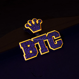 925 argent personnalisé nom pendentif pour hommes nuit lueur Hip Hop VVS Moissanite lettre plaqué or émail rappeur pendentifs diamant principal - Product Image 2