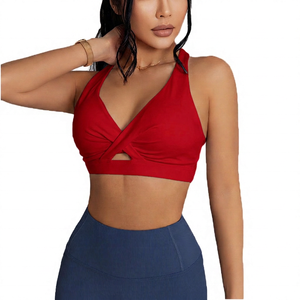 Sujetador Deportivo Blanco con Escote en V Profundo para Mujer, con Diseño Recortado, Transpirable, Soporte Medio, Top Deportivo - Product Image 6
