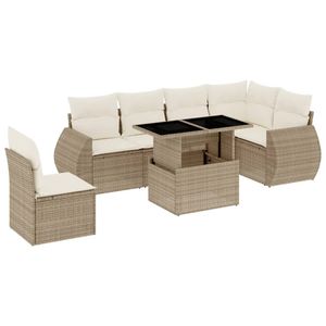 Set di divani da giardino modulari in 7 pezzi Beige in PE Rattan comodi mobili modulari per spazi esterni - Product Image 2