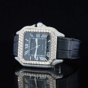 Reloj de Pulsera de Cuero con Esfera Cuadrada de 18 mm, Cristal, Mecánico Totalmente Automático, Estilo Hip Hop con Diamantes, para Unisex - Product Image 1