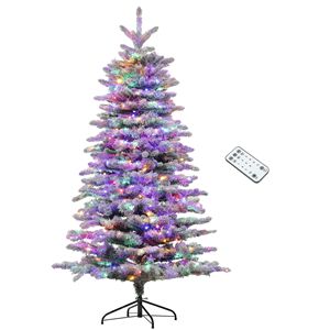 Albero di Natale a forma di pino di montagna preilluminato da 6,5 piedi, con effetto neve e 400 luci LED, altezza 9 pollici - Product Image 1