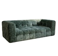 Canapé d'angle en velours tufté en forme de L, trois places, avec revêtement en cachemire, style minimaliste, accoudoirs rembourrés, mobilier de salon, entrepôt, école