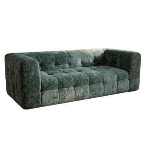 Sofá Chesterfield de terciopelo con mechones, tres plazas, brazos acolchados, estilo tradicional, mueble de sala de estar, color verde, sofá para sala de estar - Product Image 3