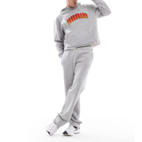 Fabricants de survêtements de haute qualité, ensemble deux pièces gris surdimensionné avec sweat-shirt à capuche brodé et pantalon de jogging pour hommes