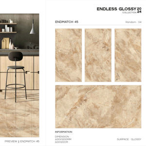 Baldosa de Porcelana Pulida de Diseño, Acabado Brillante, Formato Grande 600x1200, para Paredes y Pisos, Uso en Interiores y Exteriores - Product Image 1