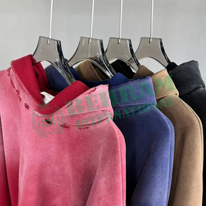 เสื้อฮู้ดแขนยาวลำลอง ผ้าโพลีเอสเตอร์/คอตตอน ผ้าฟลีซ ทรงหลวม สีพื้น ปักโลโก้ได้ สไตล์สตรีทแวร์ 450 GSM สำหรับผู้ชาย - Product Image 6