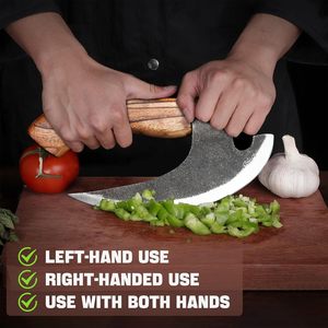 Hacha Cortadora de Pizza Estilo Vikingo Forjada a Mano, Personalizada OEM, con Mango de Madera, Acero al Carbono y Funda de Cuero - Product Image 2