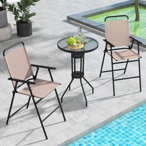 Ensemble bistrot d'extérieur 3 pièces avec 2 chaises pliantes pour usage en jardin - Product Image 2
