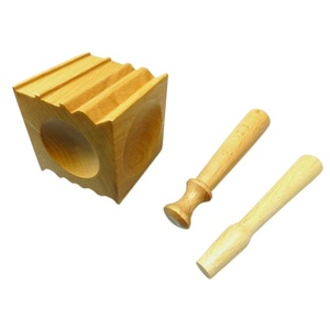 JIPSY Doming Forming Block Wood <b>Set</b> With 4 Grooved Spheres & 2 <b>Punches</b> For Jewelry Making And Metal Embossing Dapping Block - Product Image 2