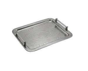 Plateau de service rectangulaire en métal personnalisé avec finition polie, design gravé durable, plateau en acier inoxydable - Product Image 1