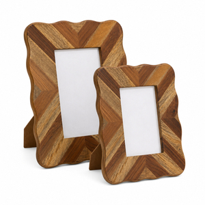 Solid <b>Wood</b> <b>Picture</b> <b>Frame</b> Wavy Edge Custom Desktop Geometric Timber Photo <b>Frames</b> Bulk Supplier for Wedding Gift Home Ornament - Product Image 1