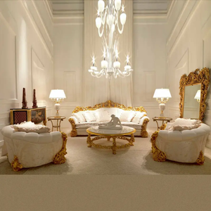 Juego de Sofás de Madera de Teca Clásica de Lujo, Muebles de Sala de Estar Tallados, Estilo Europeo, Sofá Tapizado - Product Image 1