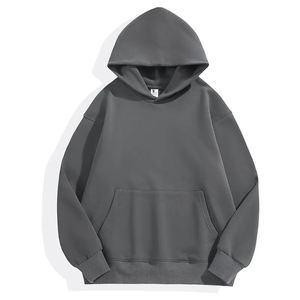 Sweat à capuche marron pour homme, coupe ample, en molleton épais, avec poche avant, logo personnalisé - Product Image 3