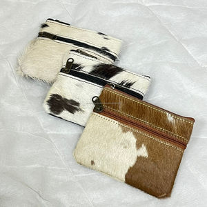 Real Handmade Hair on Hide Fur Leather Coin Change Purse Oval Credit Card <b>Holder</b> Case Western Stylish Cute Small Oval <b>Wallet</b> - Product Image 4