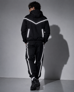 Reflective Tech Fleece New Sports Hooded <b>Coat</b> Hoodie Zipper Autumn Reflective Set With Logo <b>Top</b> Sell Breathable Workout Clothes - Product Image 3
