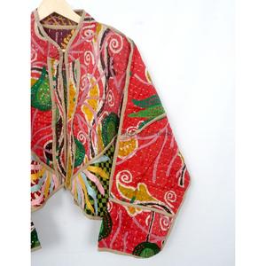 Indian Cotton Vintage Kantha <b>short</b> length <b>jacket</b> multicolor fashionable and stylish Autumn/Winter High Quality free size <b>Jacket</b> - Product Image 3