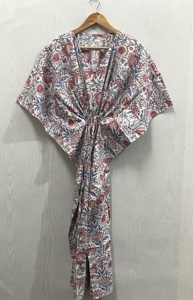 Kaftan d'été décontracté en pur coton imprimé, robe longue, nouveau style, collection été, kaftan en coton imprimé à la main - Product Image 3