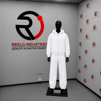 Ensemble de survêtement blanc à capuche zippé pour homme, en molleton uni, style décontracté streetwear, tenue de sport, sweat-shirt à capuche oversize