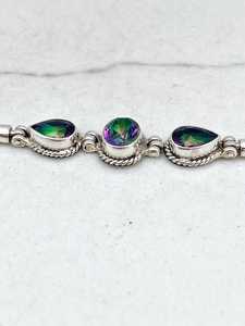 Pulsera de Plata de Ley con Topacio Místico y Piedras Multicolores, Joyería Artesanal con Gemas, Elegante Regalo para Mujer, Venta al por Mayor - Product Image 2