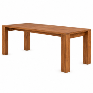 Table à manger rectangulaire en teck massif, design scandinave moderne, coins encastrés, résistante à l'eau, écologique, pour villa - Product Image 2